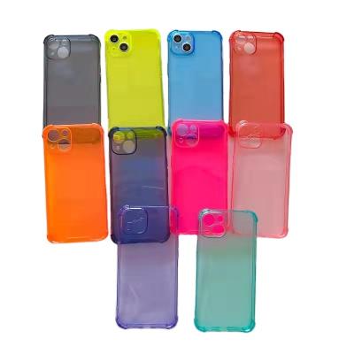 China 2021 Shockproof New Hot Bag For Mobile Phone Case1.5 Mm Fluorescent Corner TPU Shell Protector For iPhone 13 12 11 for sale