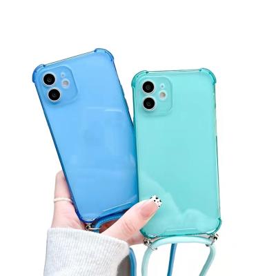 China New Hot Shockproof Protective Portable Phone Case Fashion With Neck Strap Strings Cross - Body For iphone 13 for sale