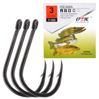 China FTK 10 PCS AD High Carbon Steel Barbed Ringed Hook Carp Fishing Hook Single Hook for sale