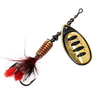 China Lattmo Spinner Hard Bass Lures Metal Fishing Lure Spoon 7.5g 12g 17.5g With Feather Treble Hooks For Pike Fishing L-SP-502-K for sale