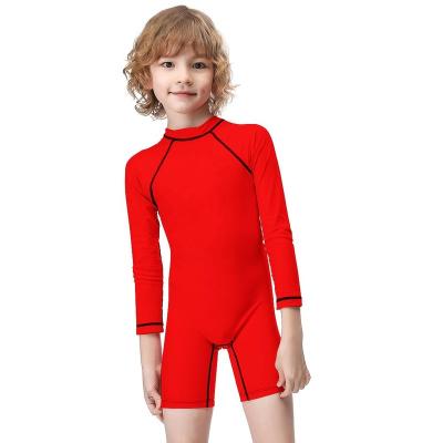 China New Design Breathable Solid Color Long Sleeve O Neck Pattern Childrens Custom Made Children's One Piece Swimwear for sale