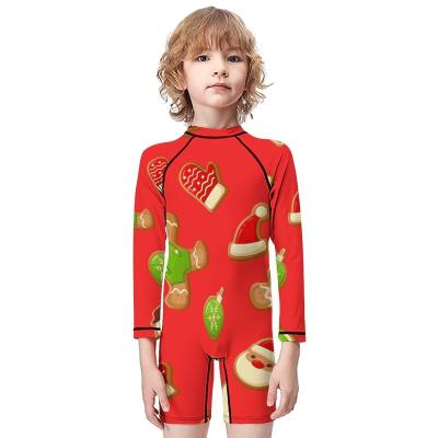 China Baby Kids Breathable Fitness Boy Long Sleeve Print O Neck Design Fashion One Piece Swimwear for sale