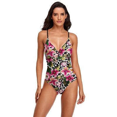 China Print Breathable Sexy Halter Back Strap Plus Size Ladies One Piece Bikini Women Sleeveless Swimwear for sale