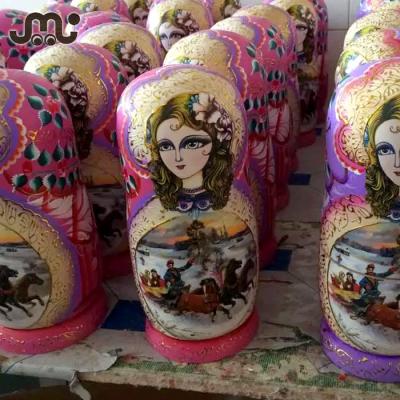 China Wholesale Europe Russian Nesting Dolls , Hand Draw Varnished Russian Nesting Doll for sale