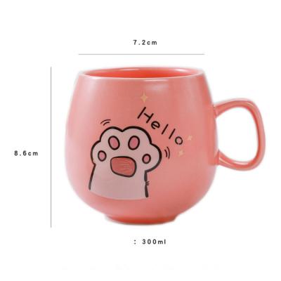 China Cat Potty Belly Ceramic Cup Pet Pink Wedding Gift Mug Girls Heart Viable Smile Cute Lettering for sale