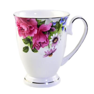 China 2019 Hot Sale Custom Viable Simple White Ceramic Fine Bone China Cup Footed Mug for sale