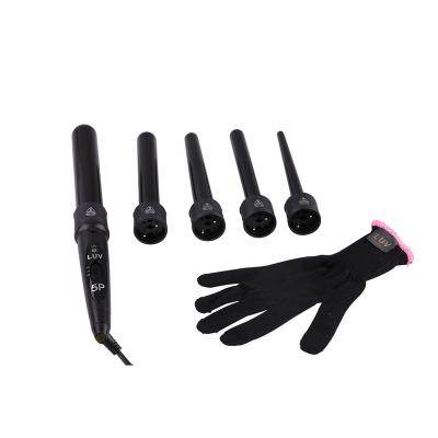 China Private Label Hair Salon Equipment 5 Barrel Curling Iron Curling Wand Set Iron Hair Iron with LCD Display Temperature for sale