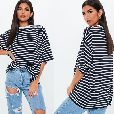 China Oversized Custom Stripe Drop Shoulder T Shirt Printing for sale