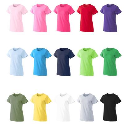 China Billiges einfaches Großhandelst-Stück kundenspezifisches Baumwollfrauen-T-Shirt Logo-180G in der Masse zu verkaufen