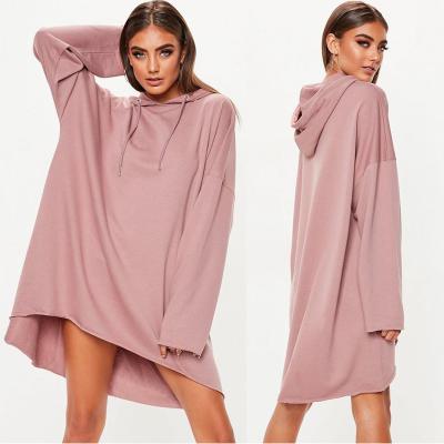 China Kundenspezifisches Hoodie-Druckstrickjacken-Kleid Rose übergroßes zu verkaufen