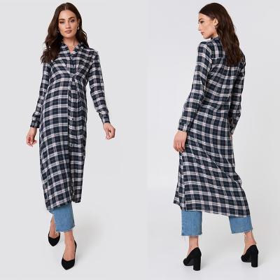 China 2019 New Arrivals Buttoned Asymmetric Shirt Dress Blue Dress Autumn Women for sale