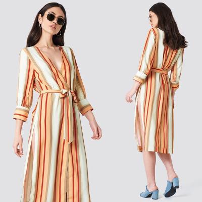 China Vestido multicolor rayado del otoño de 2018 mujeres del kimono en venta