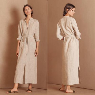 China 2018 Autumn New Arrivals Muslim Clothes Button Women Belt Maxi Shirt Dress for sale