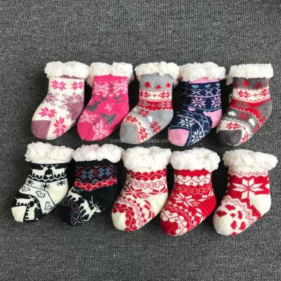 China Babies Anti-skid Winter Indoor Socks with Pattern, Snowflake, Stars and Animals Socks, Double Layer Baby Socks, for sale