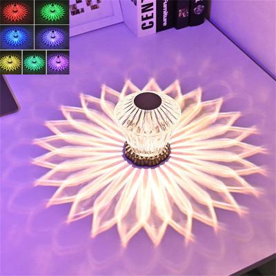 China Portable Creative Led Crystal Table Lamp Usb Smart Bedside Rose Light Projector 3/16 C Decorative Touch With Battery Colour Changing Led Table Lam for sale