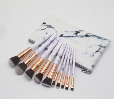 China Professional 10pcs Marble Makeup Face Brush Set Soft Foundation Powder Eyeshadow Brush Beauty Marble Make Up Tools for sale