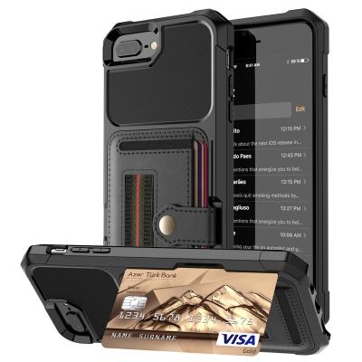 China Shockproof For iPhone 6 7 8 Credit Card Case PU Leather Back Cover Flip Wallet Cover Holder Hard For iPhone 6 6s 7 8 plus for sale