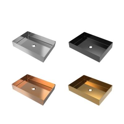 China 2021 New Modern Luxury 304 Stainless Steel Gold Bathroom Vanity Pvd Brushed Black Wash Basin for sale