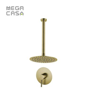 China Wholesale Without Slide Bar Bathroom Faucet Concealed Shower Gold Wall Mount Luxurious Ceiling Shower Set for sale