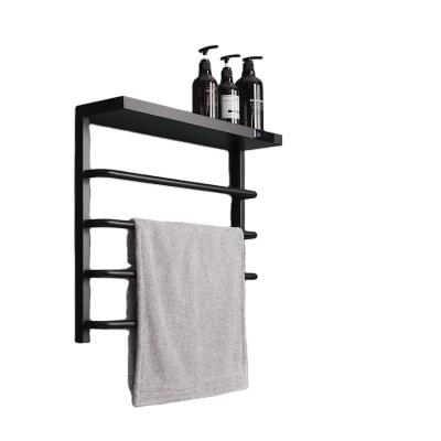 China Heater Bathroom Hotel Hot Air Drying Rack Towel Rail Black Electric Heated Towel Heater Shelf for sale