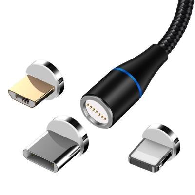 China Camera Data Cable Cell Phone 3 In 1 Magnetic Braided Charging Micro Magnetic Usb Cable High Quality Fast Mobile Data Line for sale