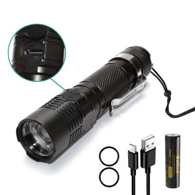 China Emergency Customized Logo Super Bright Small Zoomable Led Flashlights And Tactical Torches With 5 Modes Light for sale