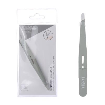 China Lameila Custom Label Professional Tweezers Stainless Steel Tilted Eyebrow Tweezers A227 Logo Eyelash Extension Tweezers Private for sale