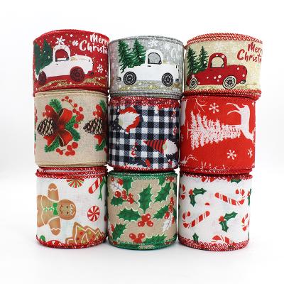 China Recyled Merry Christmas DIY Ribbon Wedding Anniversary Gift Satin Plaid Ribbon Red Classic Wrapping Christmas Bouquet Bow Ribbon Roll for sale