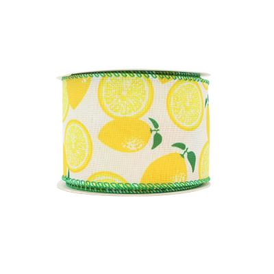 China Custom High Tenacity Digital Printing Polyester Lemon Printed Edge Cable Ribbons For Summer Theme Garlands Gift Wrap Decoration for sale