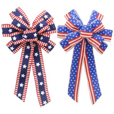 China Wholesale-Polyester Current American Independence Day Ribbon Cable Bow National Day Edge Decorative Ribbon For Holiday Decoration for sale