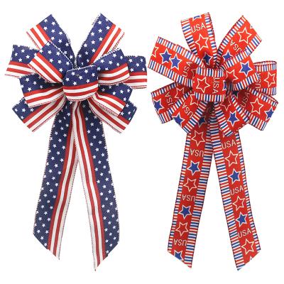 China In China Stock Wholesale Custom American National Day Ribbon Bow Cable Edge Hangs Independence Day Holiday Decoration Accessories for sale