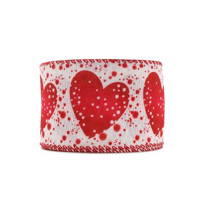 China High Tenacity GX Holiday Ribbons Supplies Love Heart Edge Ribbon Valentine's Day Gift Red Cable Wedding Ribbons For Crafts Wrapping Decoration for sale