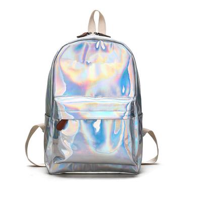 China Waterproof Laser PU Backpack Bag Crash Color Girl School Bag Women Backpack for sale