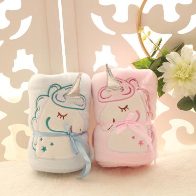 China Wholesale Cheap Pink and Blue Unicorn Blanket Towel for Kids 0235 for sale