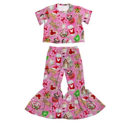 China Boutique Kids Girl Casual Outfits Fall Cane Printed Children Baby Two-Pieces Christmas Dress Sets for sale