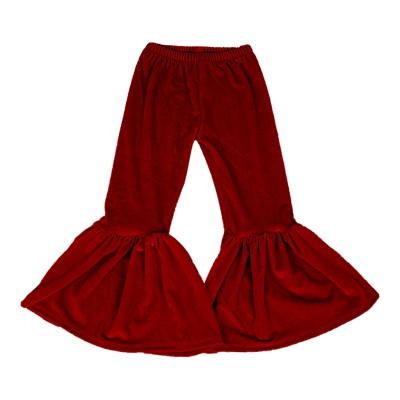 China Wholesale Breathable Kids Girl Flare Pants 2021 Warm Red Velvet Autumn Children Bell Bottoms Baby Leggings for sale