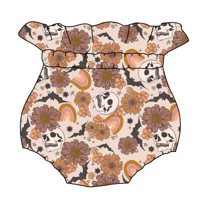 China Breathable Customize Baby Bloomers High Waist Undercut Halloween Skull Printed Kids Bummies Shorts for sale