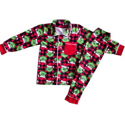 China Wholesale Breathable Children's Clothing Plaid Plaid Boy Girl New Hot Pajamas Set Children Santa Sleepers Christmas Pajamas for sale