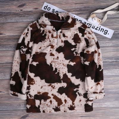 China High Quality Anti-wrinkle Kids Girl Winter Coat Mommy and Me Clothing Tops Warm Velvet Women Zipper Jacket Autumn Cow Printed Snowflakes Pile for sale