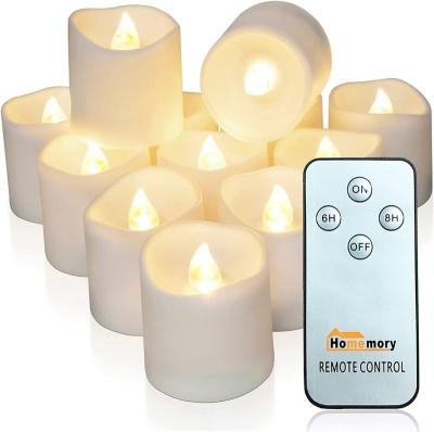 China Homemory LED Flameless Battery Operated Flameless Candles with Remote Control and Timer, Unscented LED Flickering Votive Candle for Decor for sale