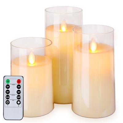 China Homemory Flameless LED Candles LED Acrylic Battery Operated Pillar Candles With Remote Control And Timer for sale