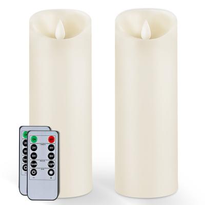 China Homemory Home Decor Real Flame Wax Battery Powered Simulated Moving Flickering Pillar LED Flameless Candles with Remote Control and Timer for sale