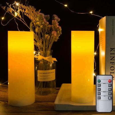 China Homemory Home Decor 9 Inch Electric Pillar Candles Christmas, LED Wax Battery Operated Flickering Candle For Home Decoration for sale