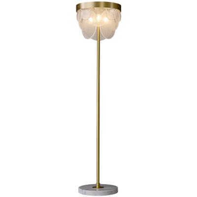 China Post-modern post-modern light luxury glass leaves all living room drop copper floor lamp American simple bedroom study creative personality for sale