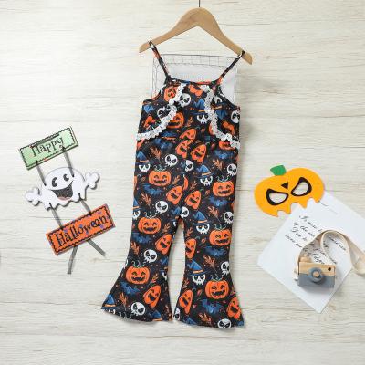 China New Design Spandex/Cotton Baby Romper Halloween Kids Overall Clothes Pumpkin Sleeveless Jumpsuit for sale