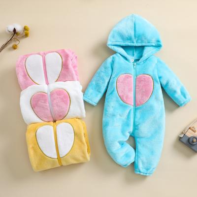 China New Design Spandex/Cotton Baby Flannel Zipper Overalls Kids Fall Winter Clothing Set 4 Colors Available for sale