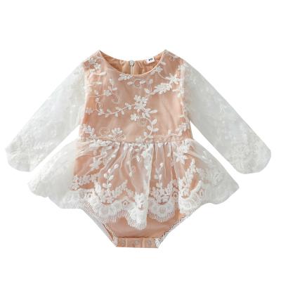 China Spandex/Cotton New Design Romper Baby Canvas Lace Long Sleeve Jumpsuit Infants Dresses for sale