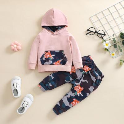 China Spandex/Cotton Fashion Kids Boy Hoodie Clothing Floral Printing Set With Hat Baby Clothes for sale