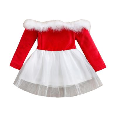 China Red Spandex/Cotton Kids Chirstmas Birthday Dress Little Full Girl Dressing Set for sale