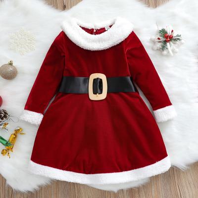 China Spandex / Cotton Customize Kids Apparel Your Brand Flannel Girl Christmas Dress for sale